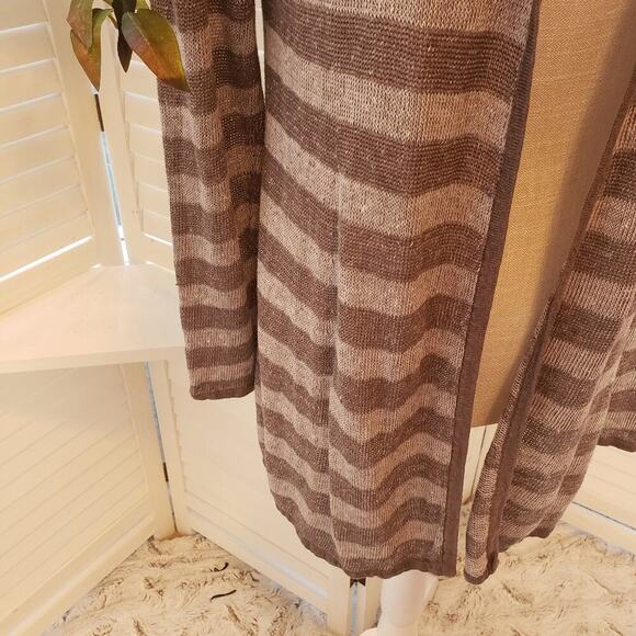 EILEEN FISHER GRAY STRIPED HOODED CARDIGAN SIZE XS - Picture 7 of 8